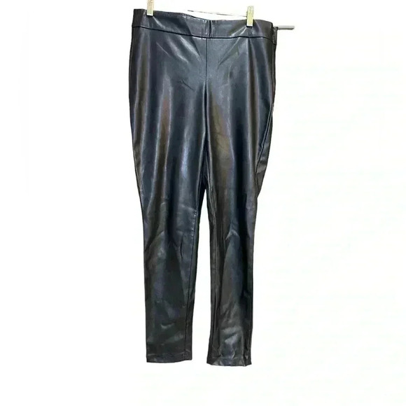 Ann Taylor FauxLeather Vegan Pants Womens Size 8 Black Ankle Skinny - Picture 1 of 6